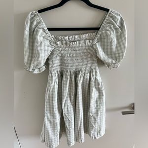 Abercrombie smocked mini dress size small green plaid